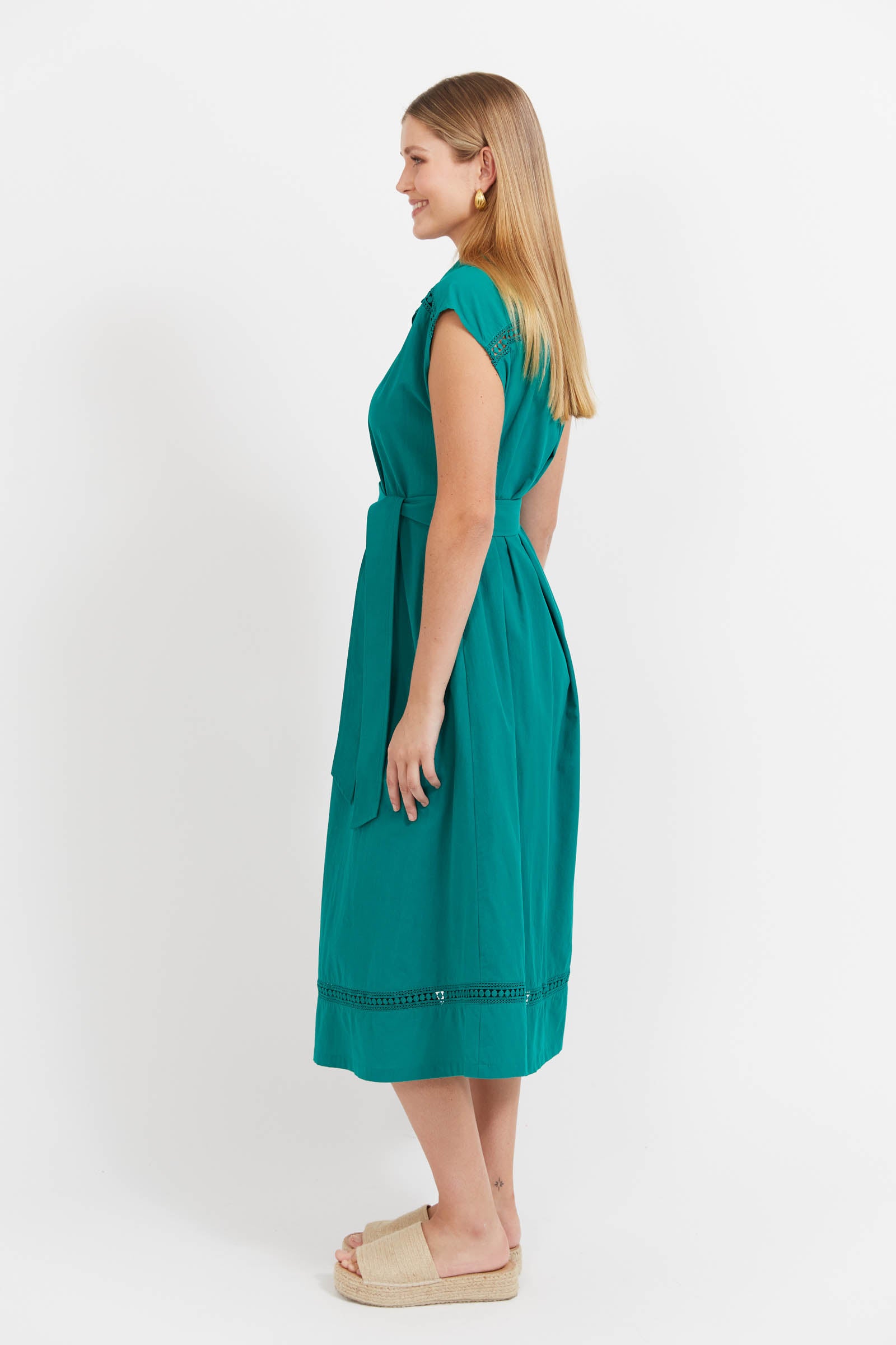 Santos Sleeveless Shirt Dress - Teal