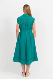 Santos Sleeveless Shirt Dress - Teal