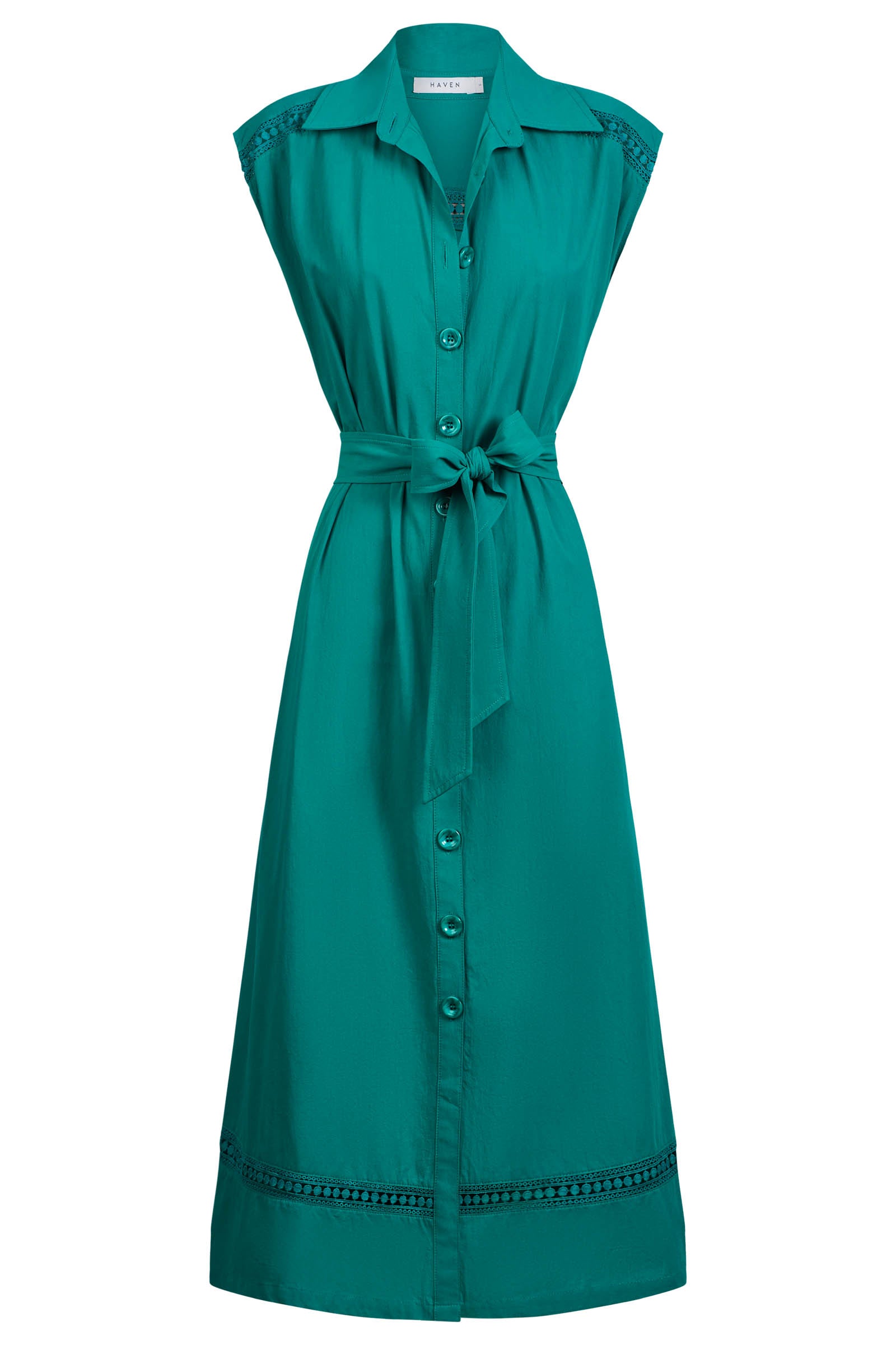 Santos Sleeveless Shirt Dress - Teal