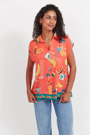 Cabana Sleeveless Shirt - Brasil Coral
