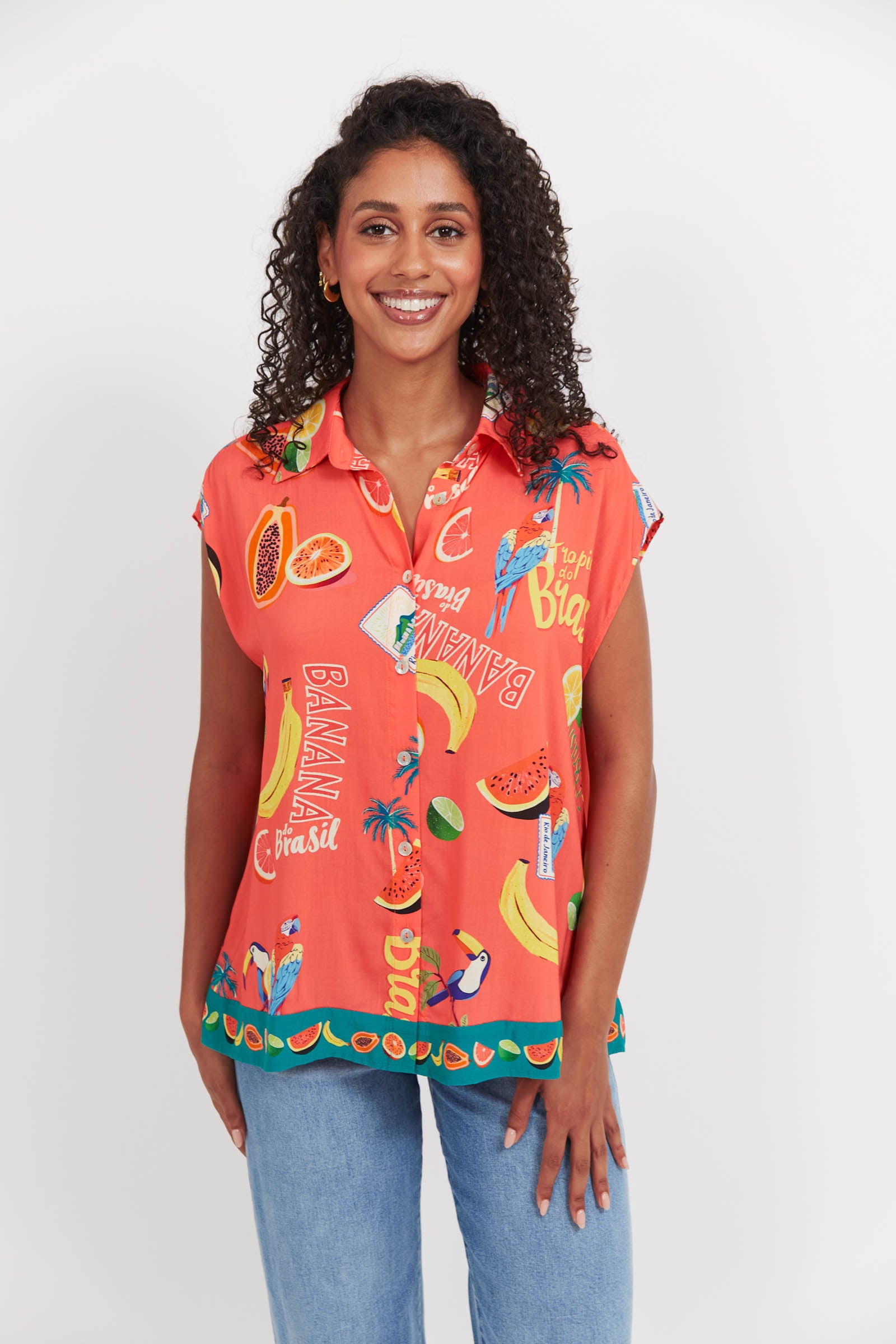 Cabana Sleeveless Shirt - Brasil Coral