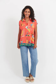 Cabana Sleeveless Shirt - Brasil Coral