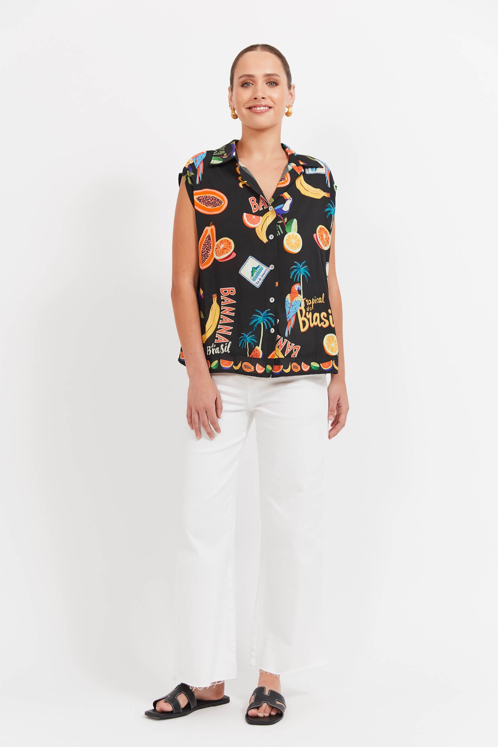 Cabana Sleeveless Shirt - Brasil Black