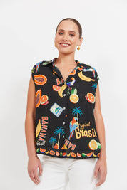 Cabana Sleeveless Shirt - Brasil Black