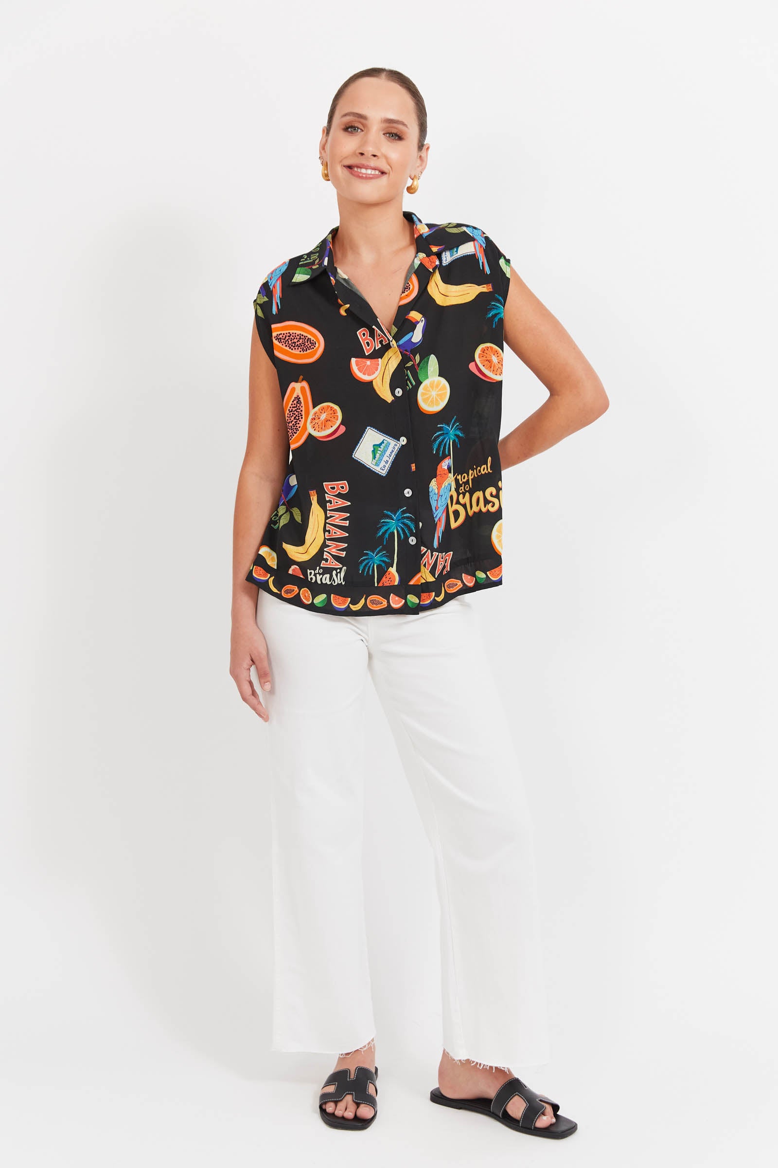 Cabana Sleeveless Shirt - Brasil Black