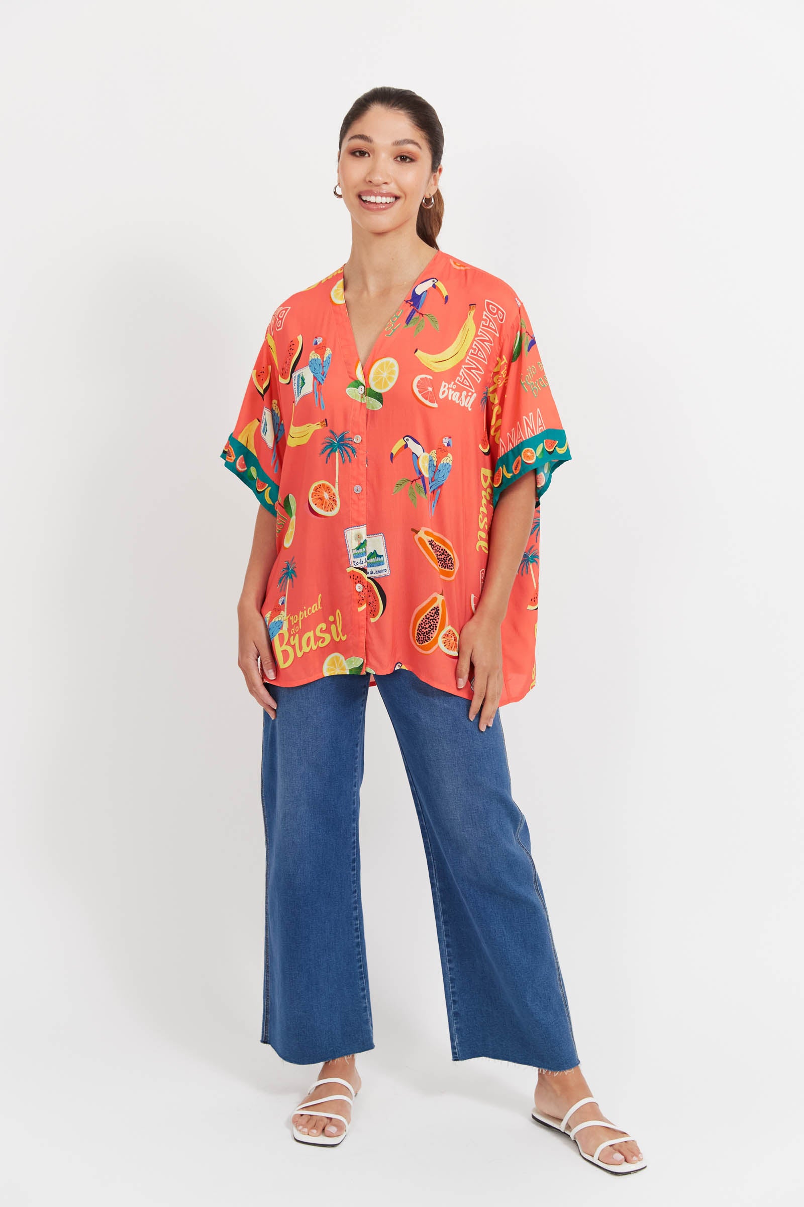 Cabana Button Top - Brasil Coral