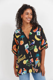 Cabana Button Top - Brasil Black