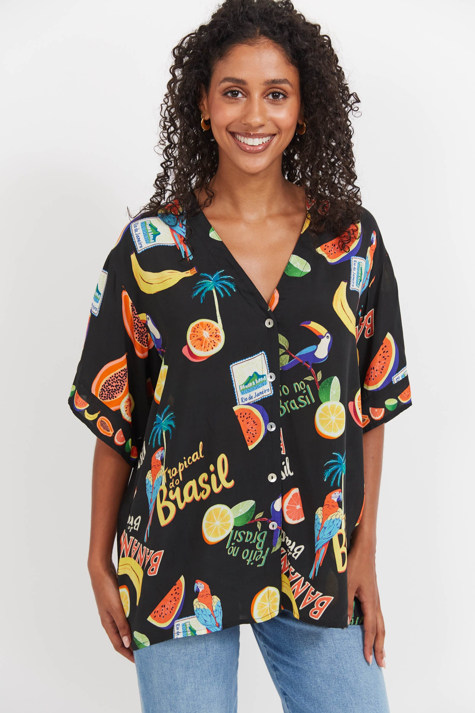 Cabana Button Top - Brasil Black