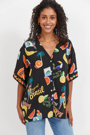 Cabana Button Top - Brasil Black