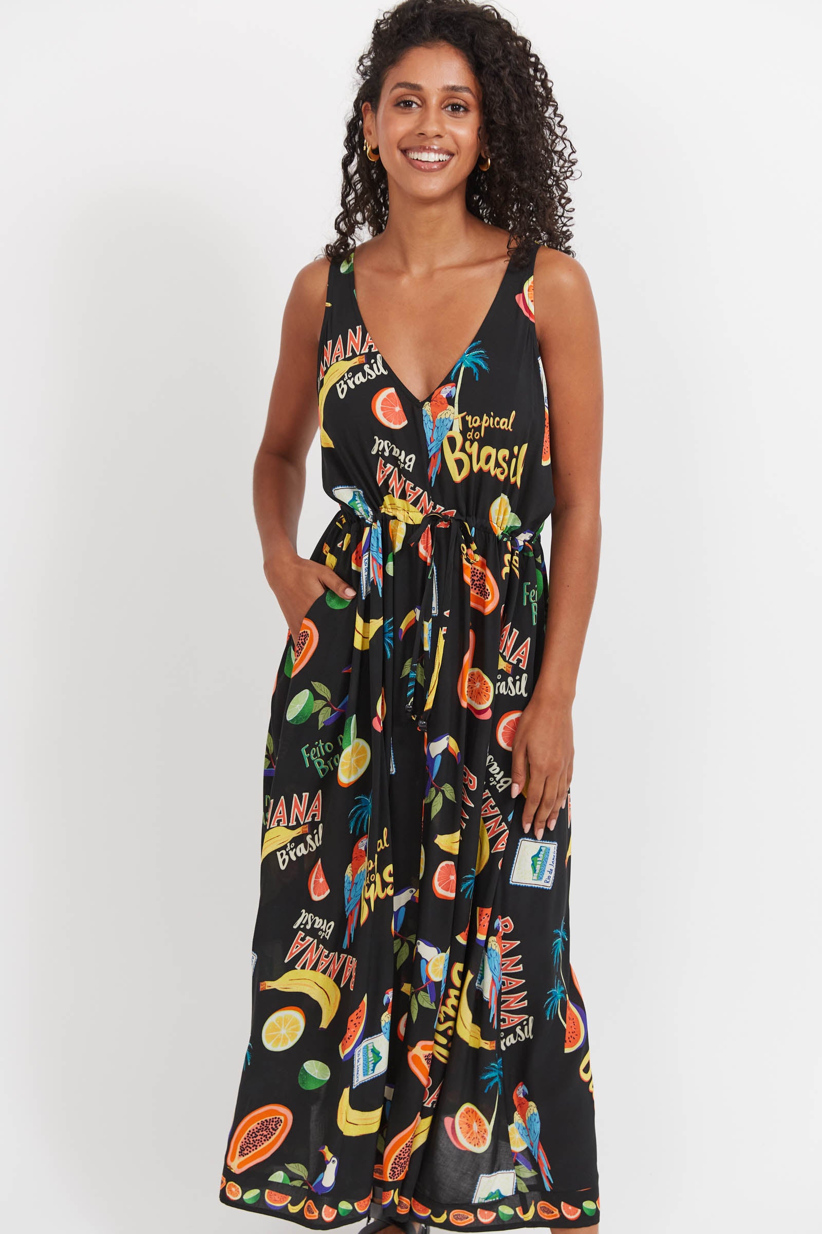 Cabana Tie Dress - Brasil Black