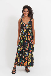 Cabana Tie Dress - Brasil Black