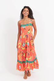 Cabana Tank Maxi Dress - Brasil Coral