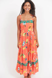 Cabana Tank Maxi Dress - Brasil Coral