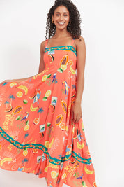 Cabana Tank Maxi Dress - Brasil Coral
