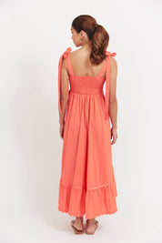 Brasilia Tie Maxi Dress - Coral