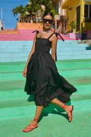 Brasilia Tie Maxi Dress - Black
