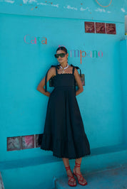 Brasilia Tie Maxi Dress - Black