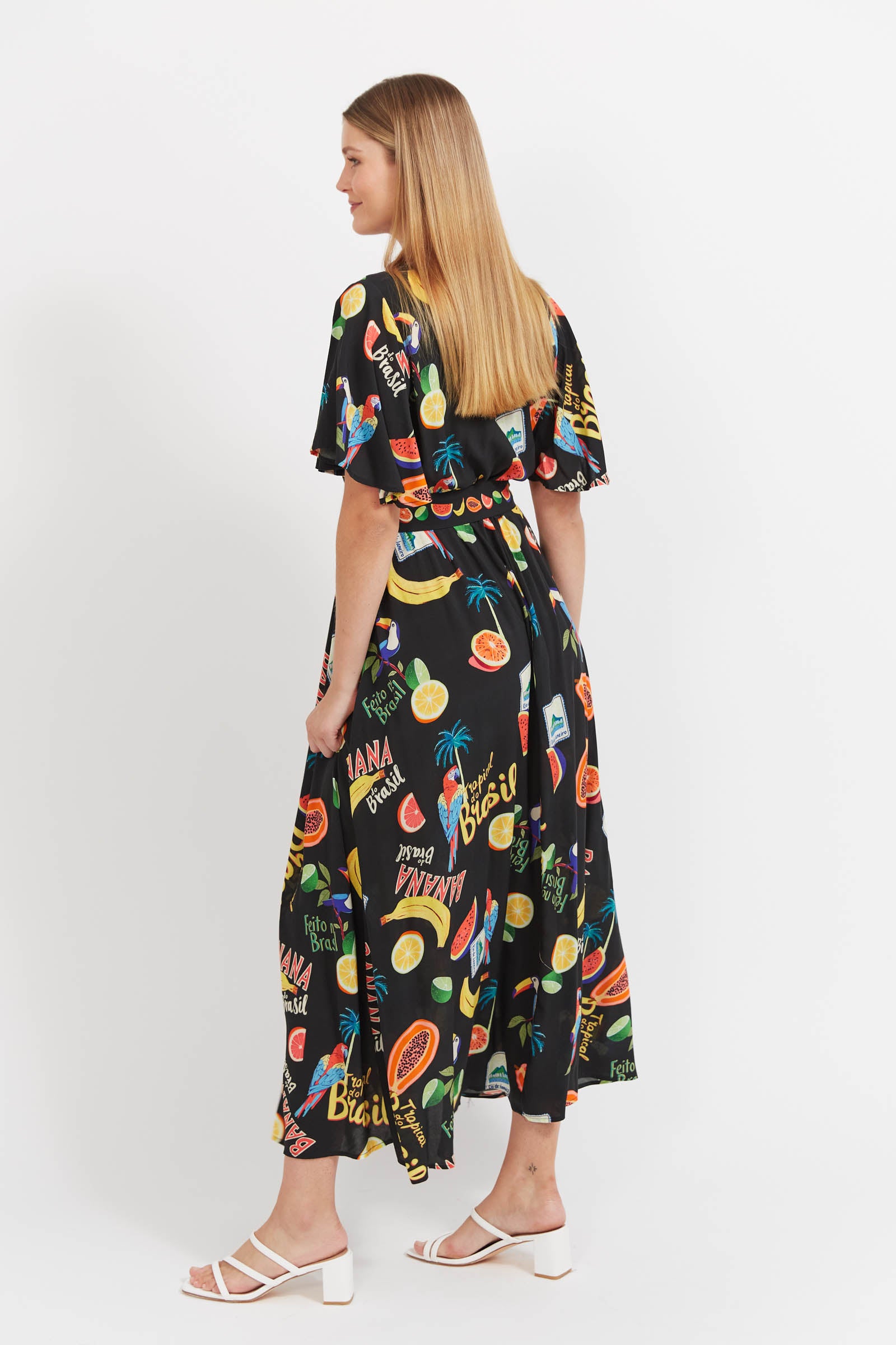 Cabana V Neck Maxi Dress - Brasil Black