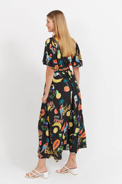 Cabana V Neck Maxi Dress - Brasil Black