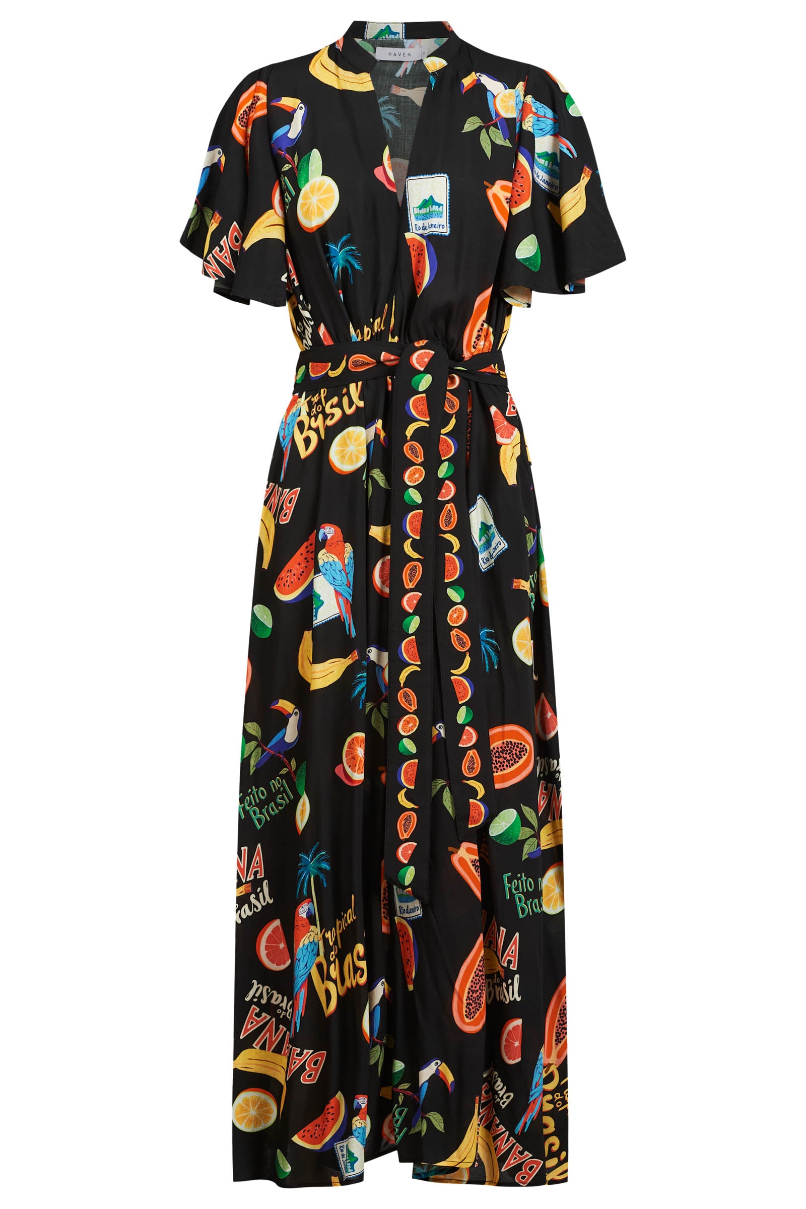 Cabana V Neck Maxi Dress - Brasil Black