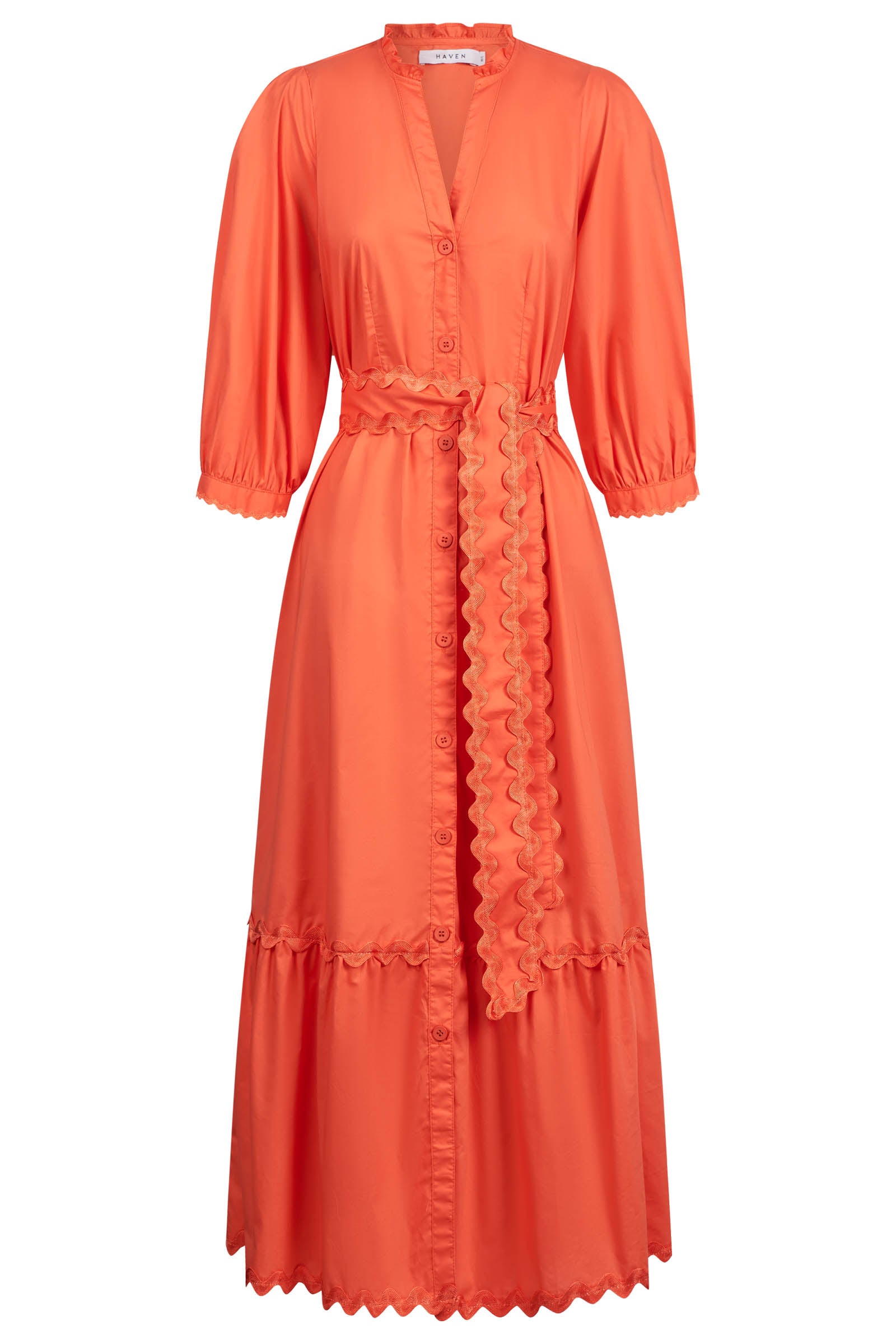 Brasilia Button Maxi Dress - Coral