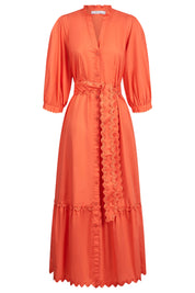 Brasilia Button Maxi Dress - Coral