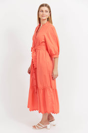 Brasilia Button Maxi Dress - Coral