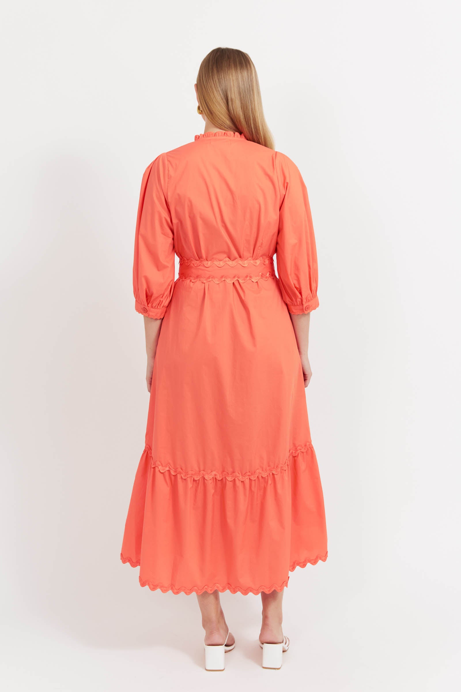 Brasilia Button Maxi Dress - Coral