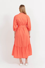 Brasilia Button Maxi Dress - Coral