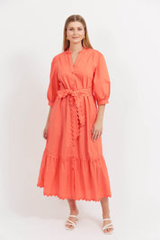 Brasilia Button Maxi Dress - Coral