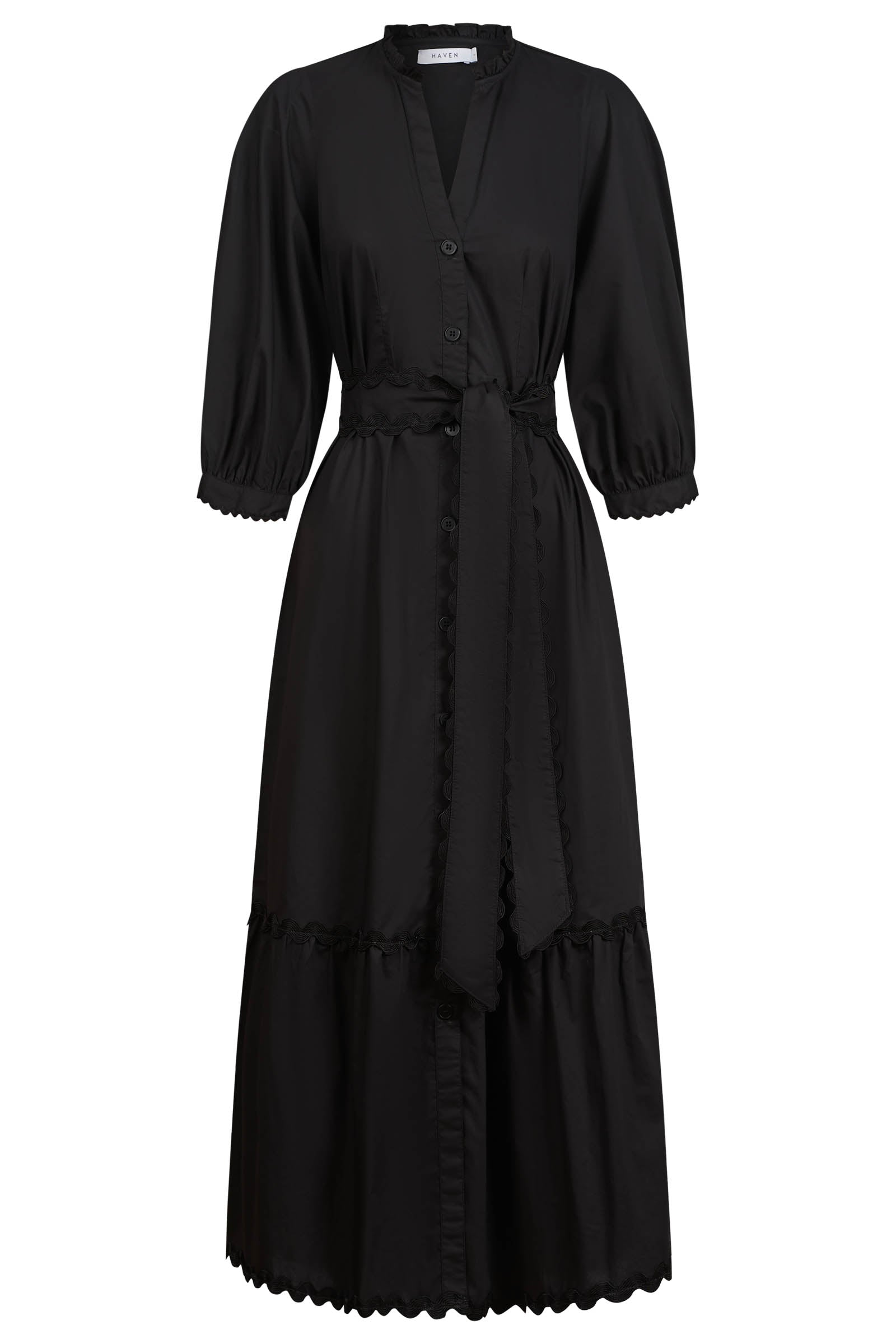Brasilia Button Maxi Dress - Black
