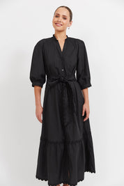 Brasilia Button Maxi Dress - Black