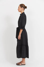 Brasilia Button Maxi Dress - Black