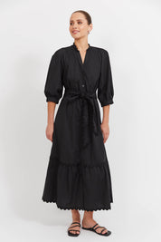 Brasilia Button Maxi Dress - Black