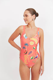 Cabana One Piece Swimsuit - Brasil Coral