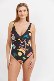 Cabana Twist One Piece Swimsuit - Brasil Black