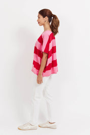 Jardin Stripe Tshirt - Garnet