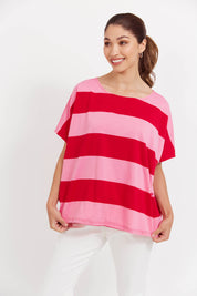 Jardin Stripe Tshirt - Garnet