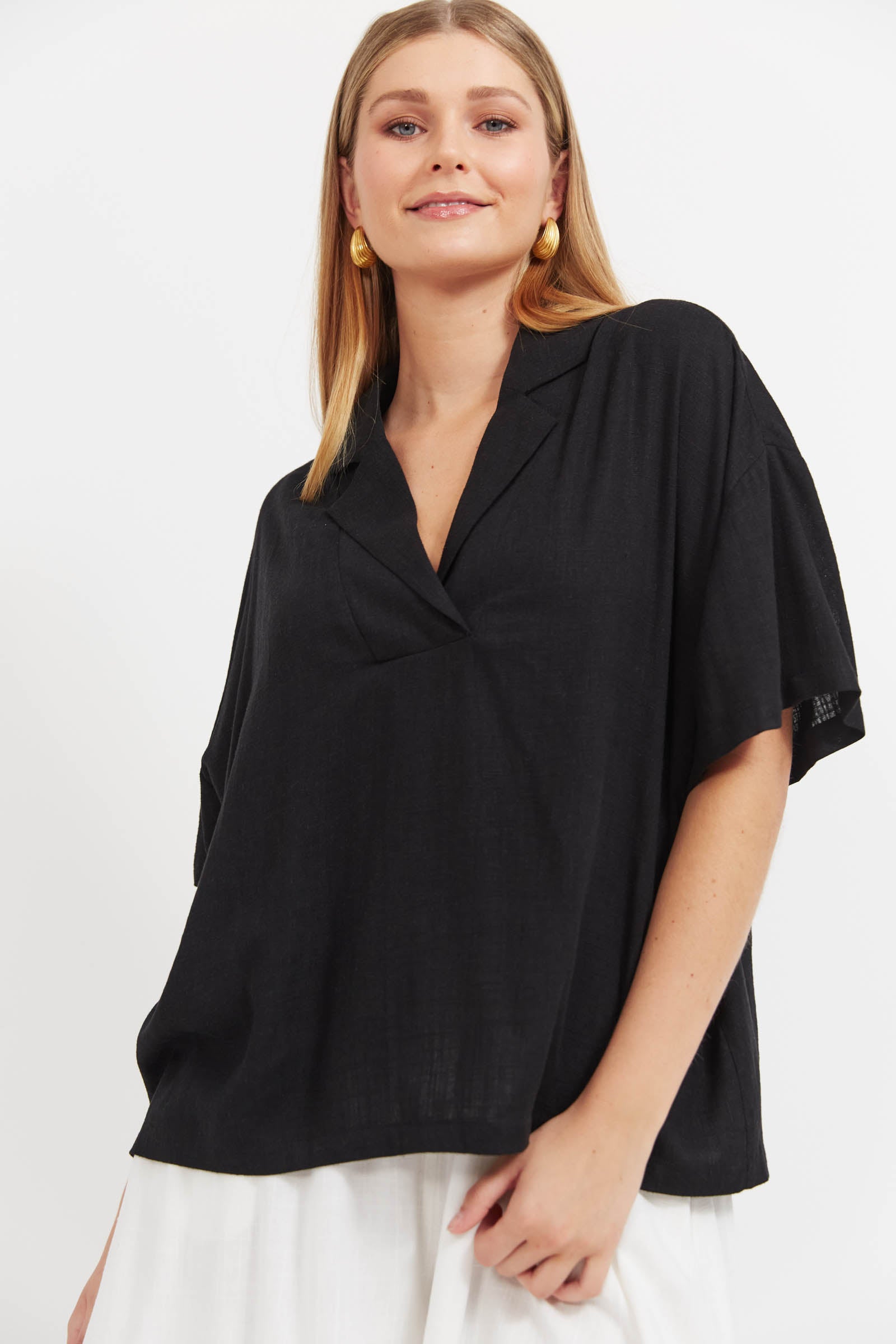 Jardin Collared Top - Black