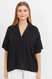 Jardin Collared Top - Black