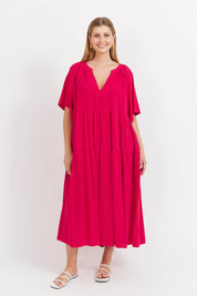 Jardin Tiered Maxi Dress - Garnet