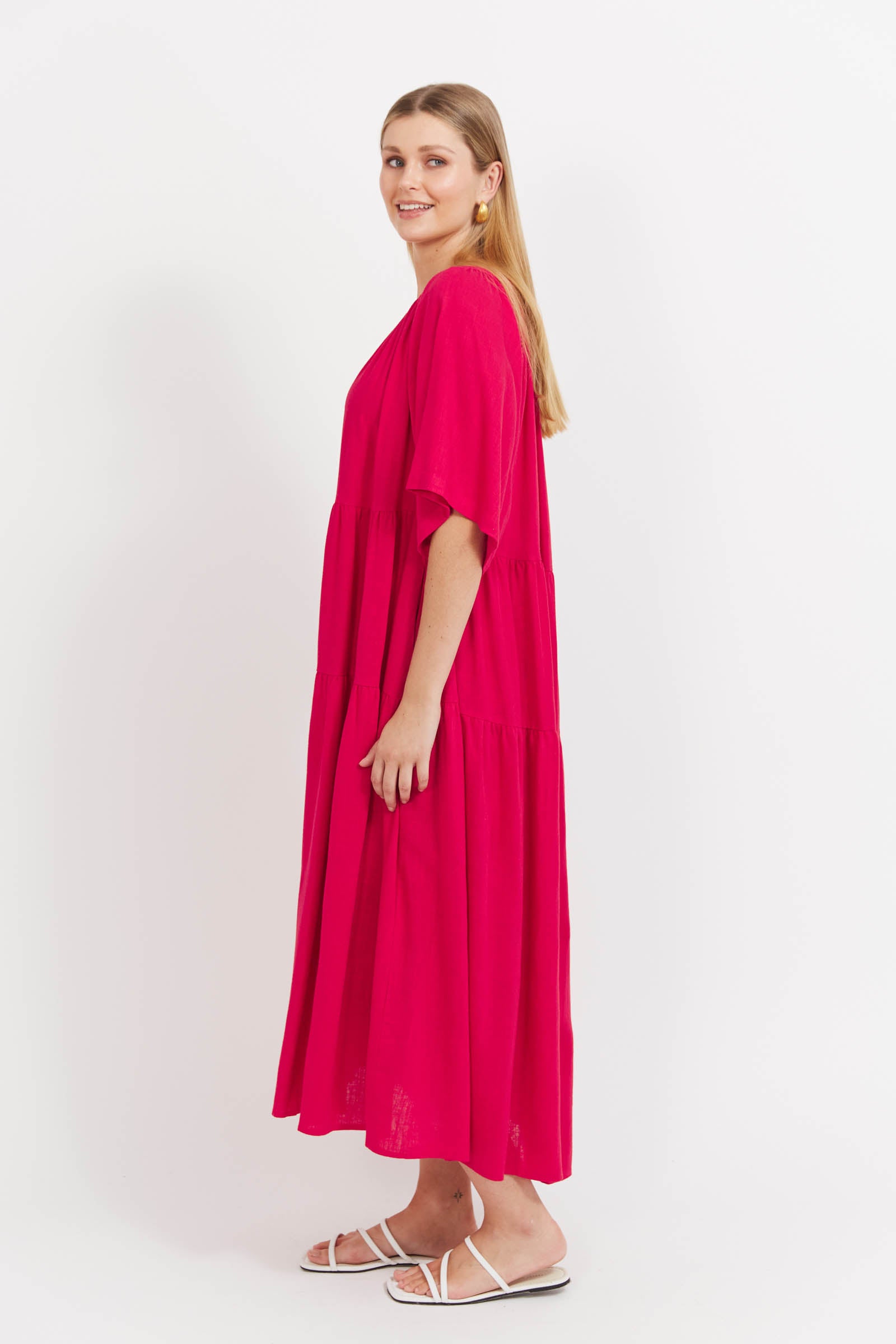 Jardin Tiered Maxi Dress - Garnet