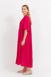 Jardin Tiered Maxi Dress - Garnet