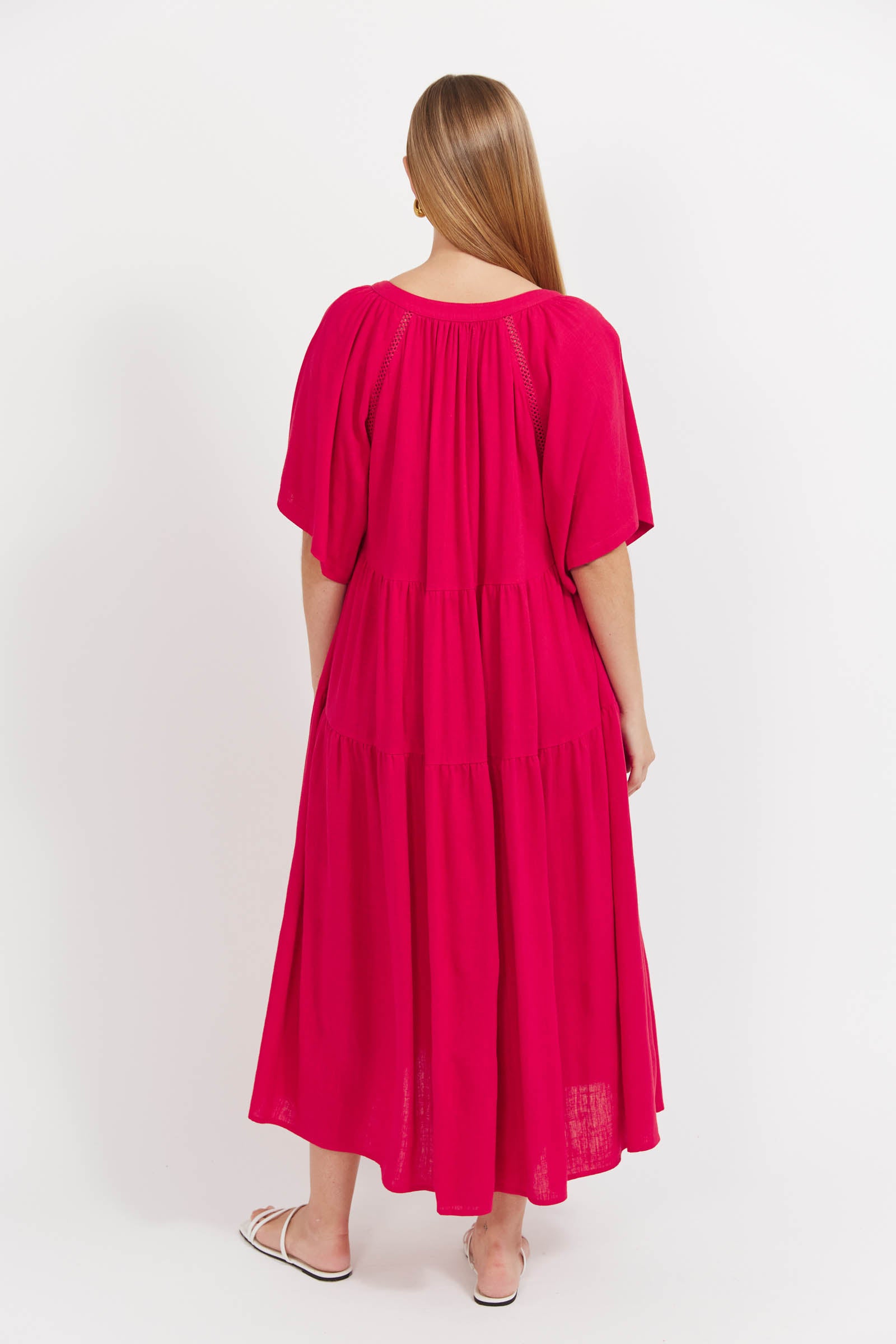 Jardin Tiered Maxi Dress - Garnet