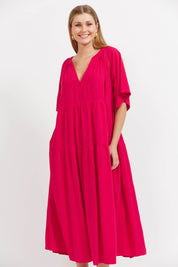 Jardin Tiered Maxi Dress - Garnet