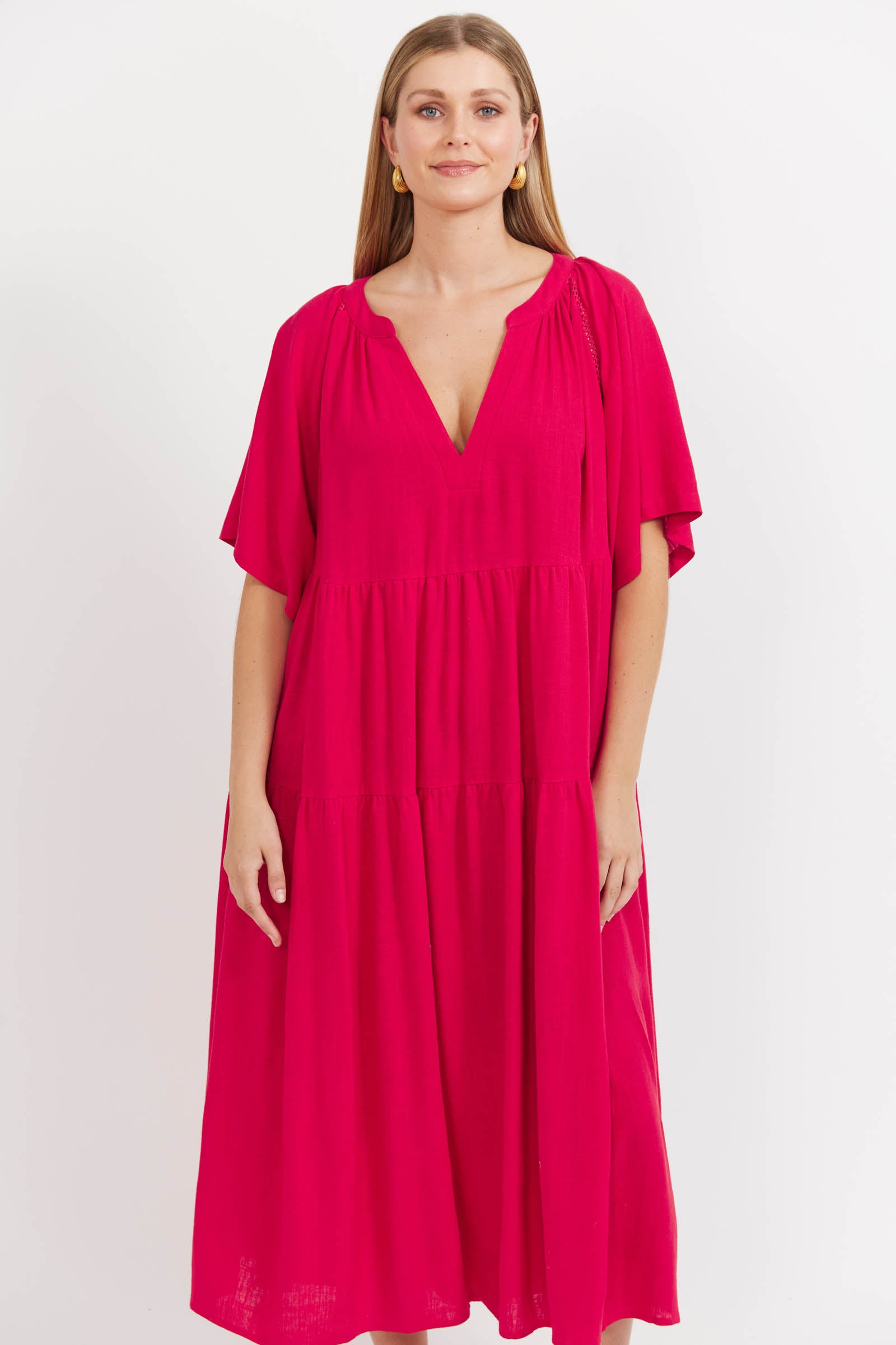 Jardin Tiered Maxi Dress - Garnet