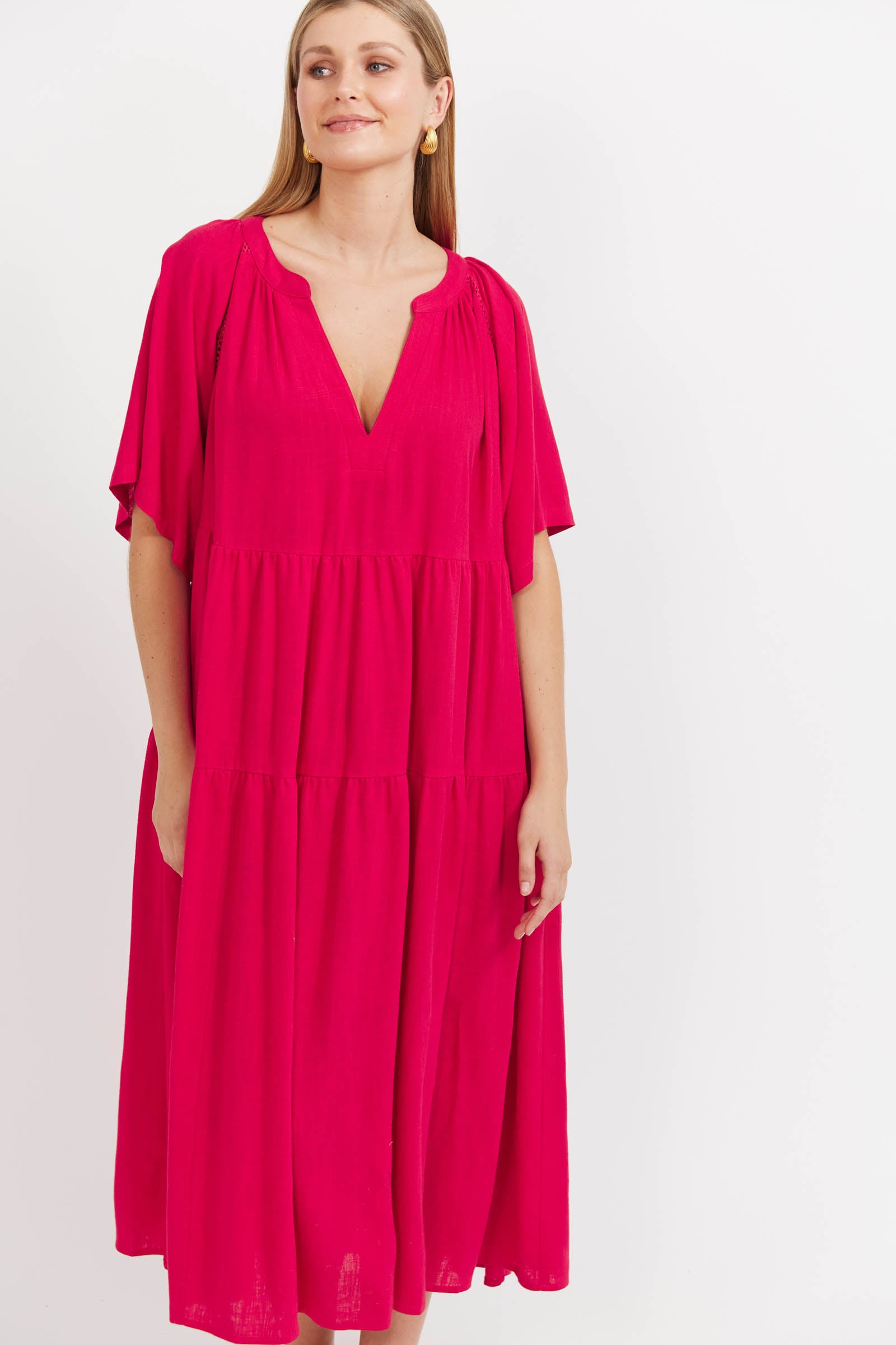 Jardin Tiered Maxi Dress - Garnet