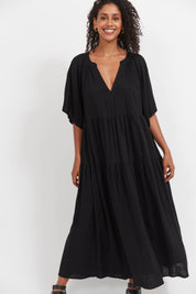 Jardin Tiered Maxi Dress - Black