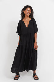 Jardin Tiered Maxi Dress - Black