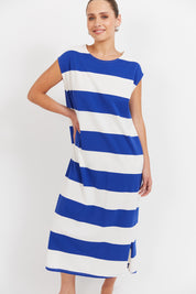 Jardin Stripe Tshirt Dress - Azul